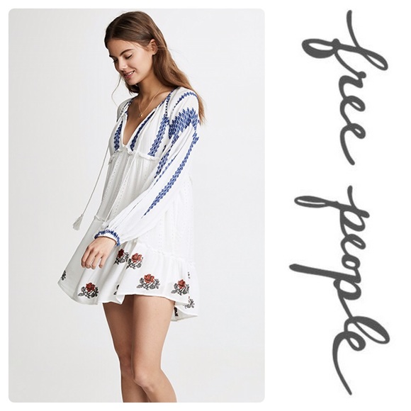 New Free People Wild Horses Embroidered Mini Dress - Picture 2 of 7